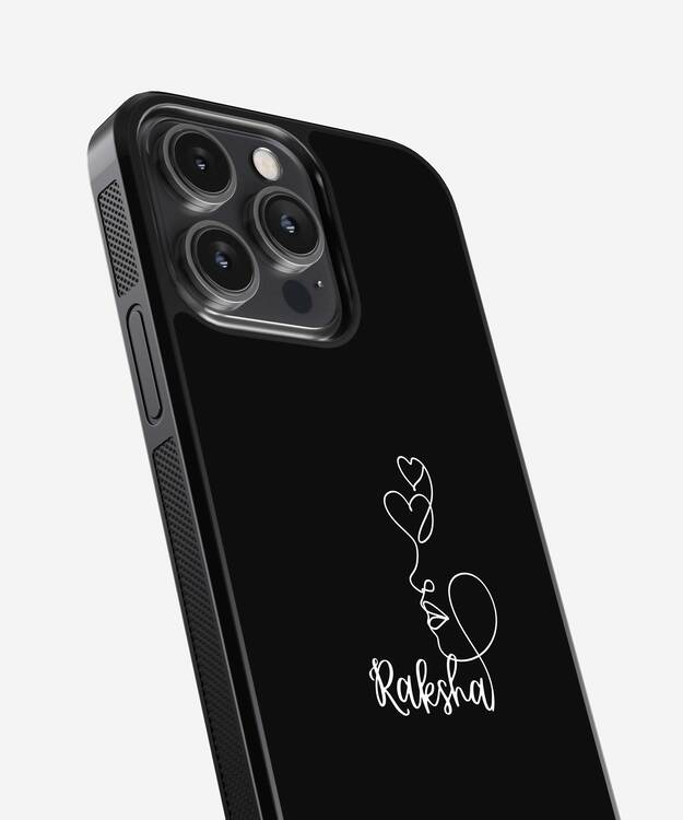 Side Face Illustration Custom Name Glass Case