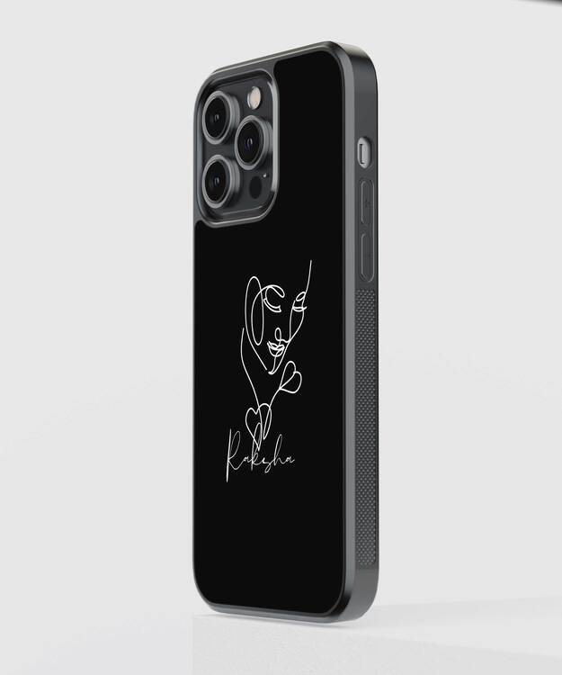 Face Illustration Custom Name Glass Case