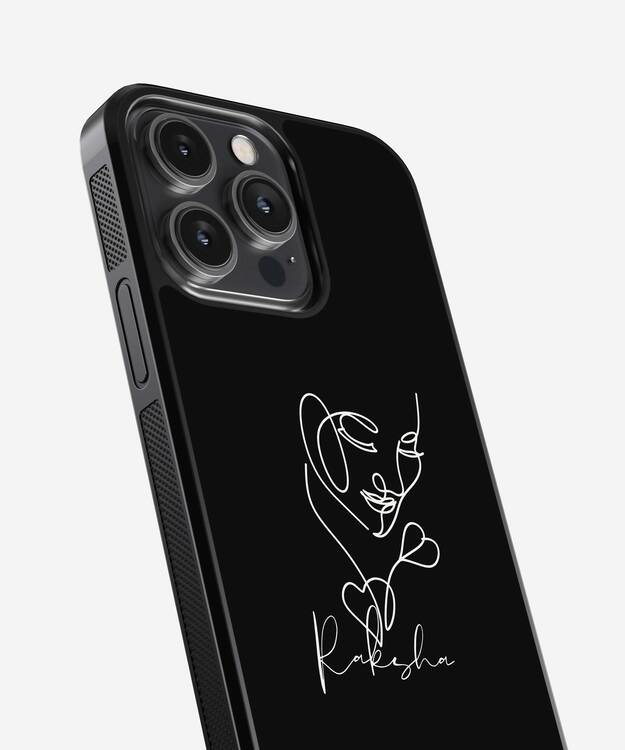 Face Illustration Custom Name Glass Case