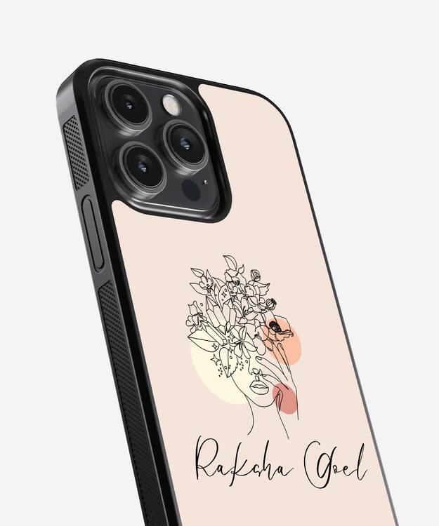 Aesthetic Face Illustration Custom Name Glass Case