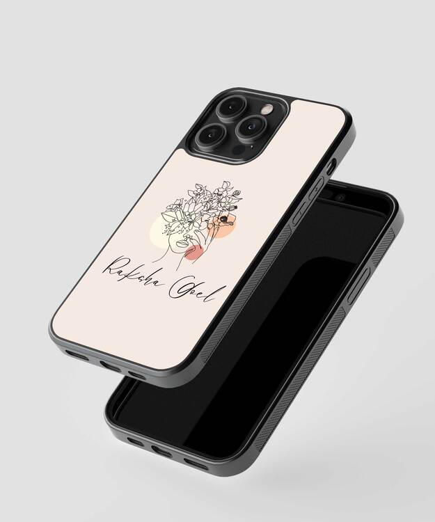 Aesthetic Face Illustration Custom Name Glass Case