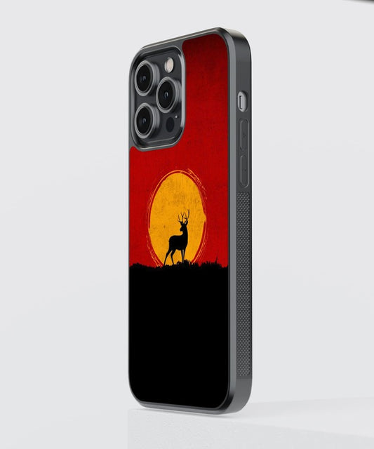 Deer Sunset Glass Case