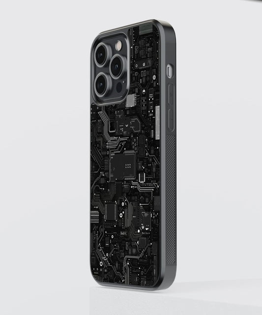 Circuit Board Black Glass Case