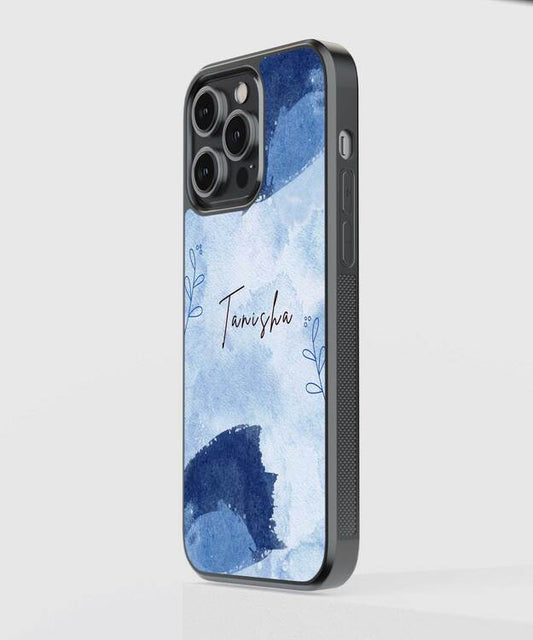 Blue Custom Name Aesthetics Glass Case