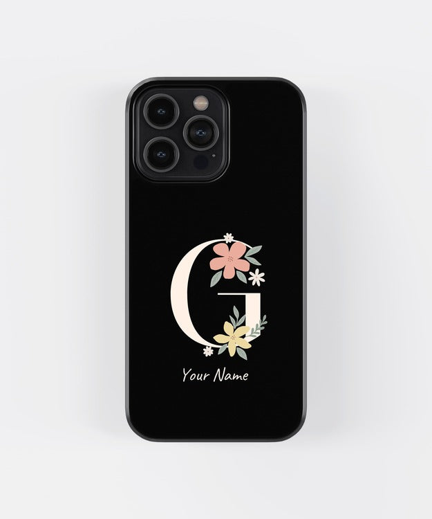 Custom Name Floral Aesthetics Glass Case