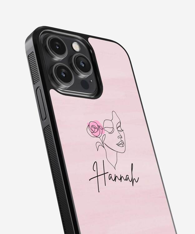 Custom Name Pink Rose Glass Case