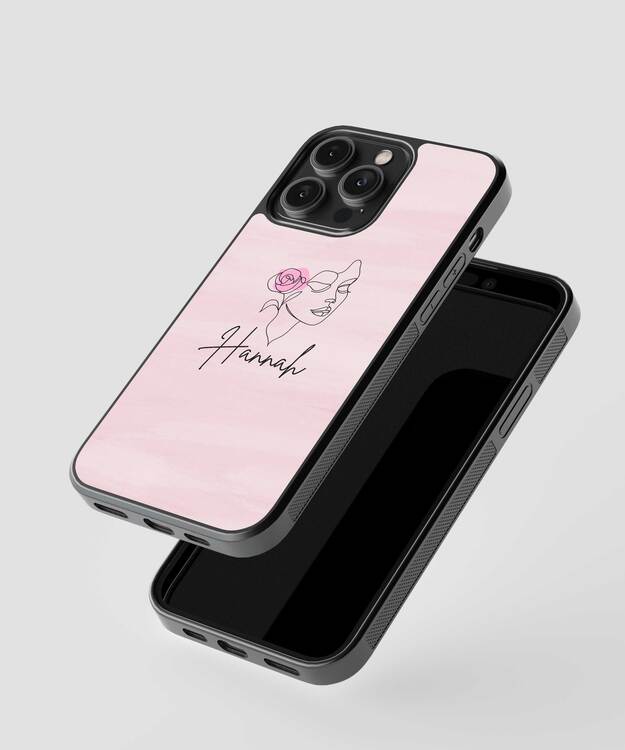 Custom Name Pink Rose Glass Case