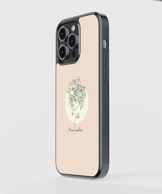 Aesthetic Custom Name Line Art Glass Case