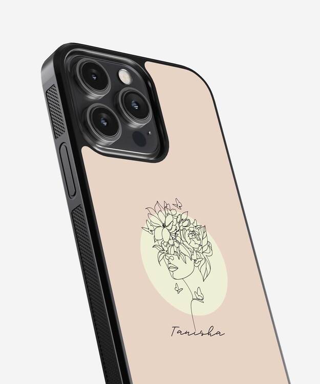 Aesthetic Custom Name Line Art Glass Case