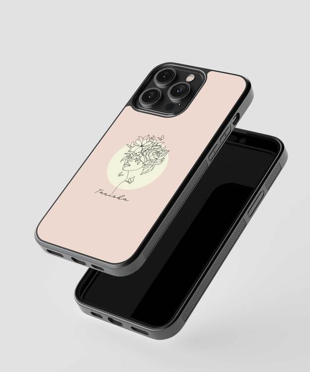 Aesthetic Custom Name Line Art Glass Case