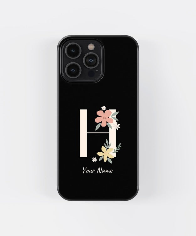 Custom Name Floral Aesthetics Glass Case