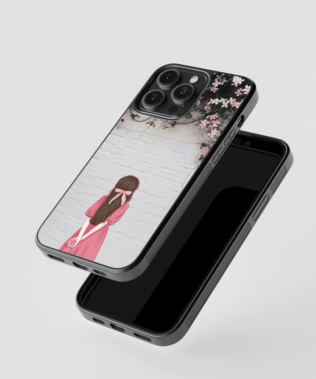 Floral Bow Girl Glass Case