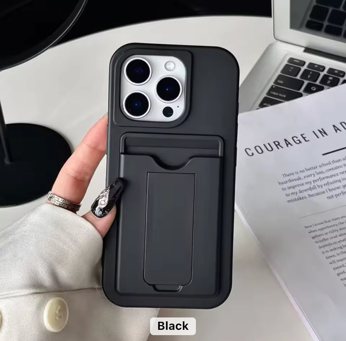 iPhone 3 in 1 Wallet and Stand Matte Finish Case