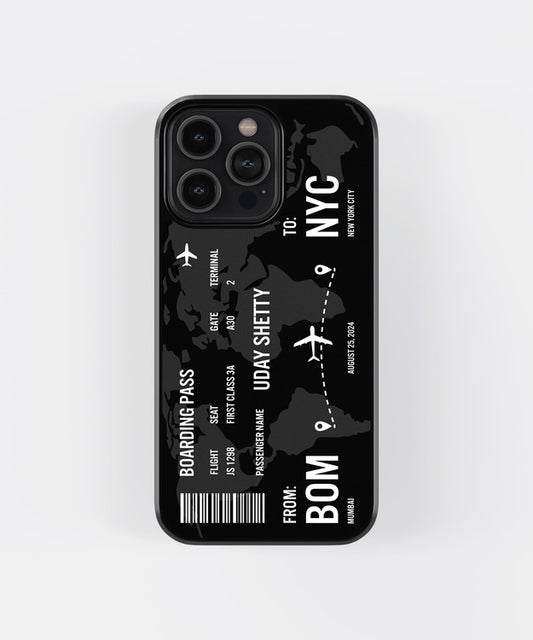 Custom World Map Boarding Pass Glass case