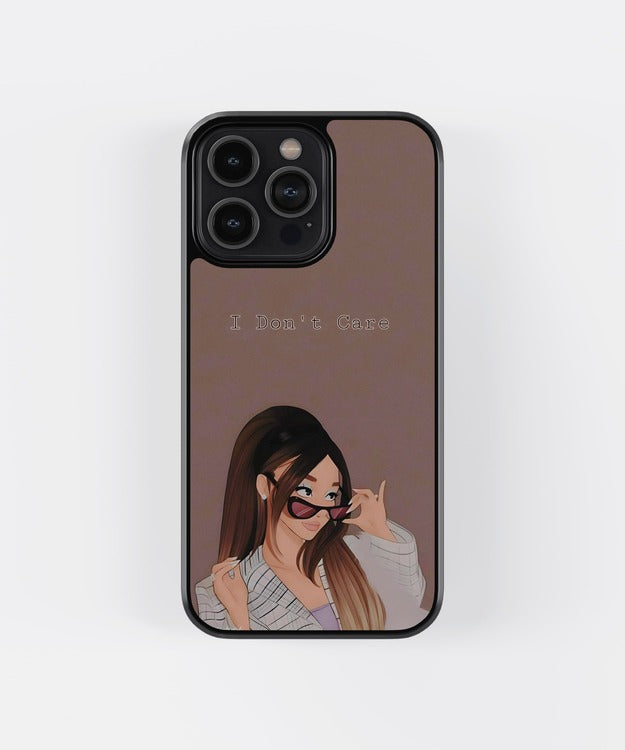 I Don't Care Girl Glass Case