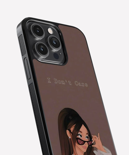 I Don't Care Girl Glass Case