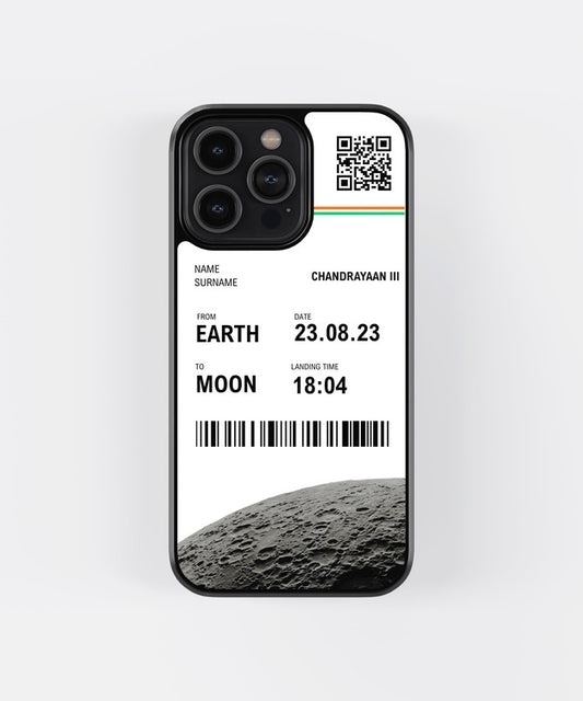 Custom Chandrayaan Boarding Pass Glass Case