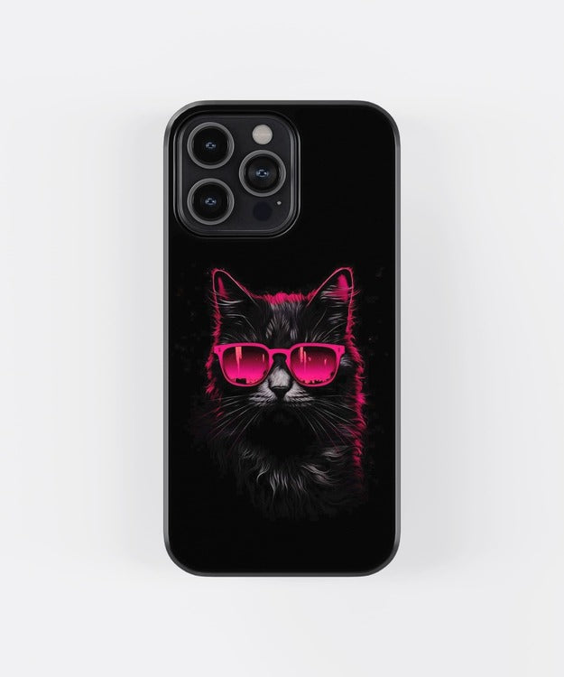 Pink Shady Cat Glass Case