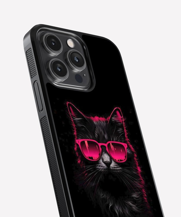 Pink Shady Cat Glass Case