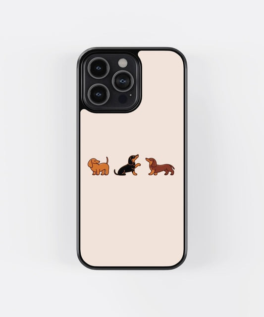 Dachshund Dog Trio Glass Case