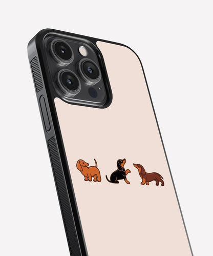 Dachshund Dog Trio Glass Case