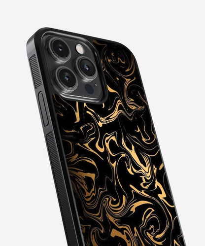 Black Golden Marble Glass Case