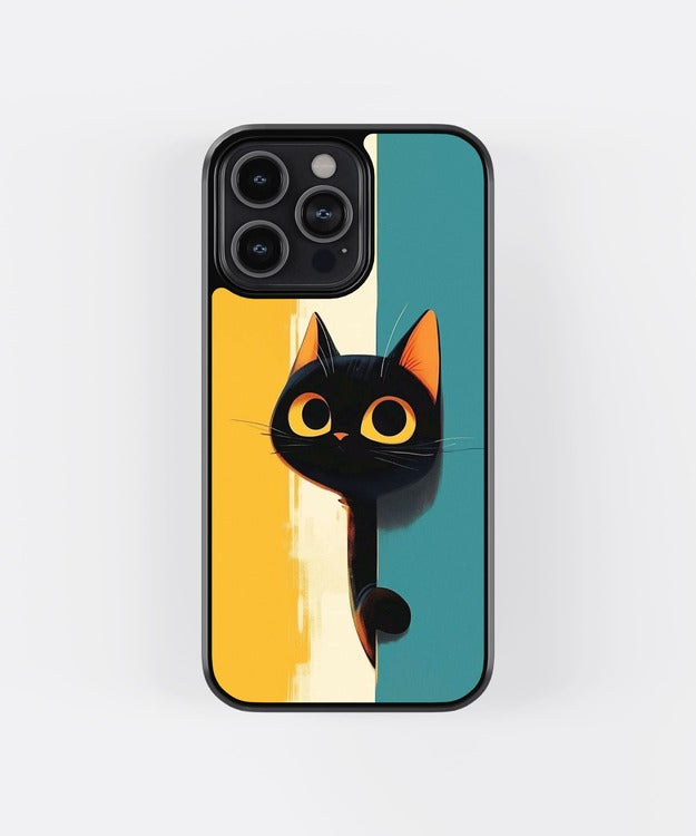 Black Cat Sneaking Glass Case