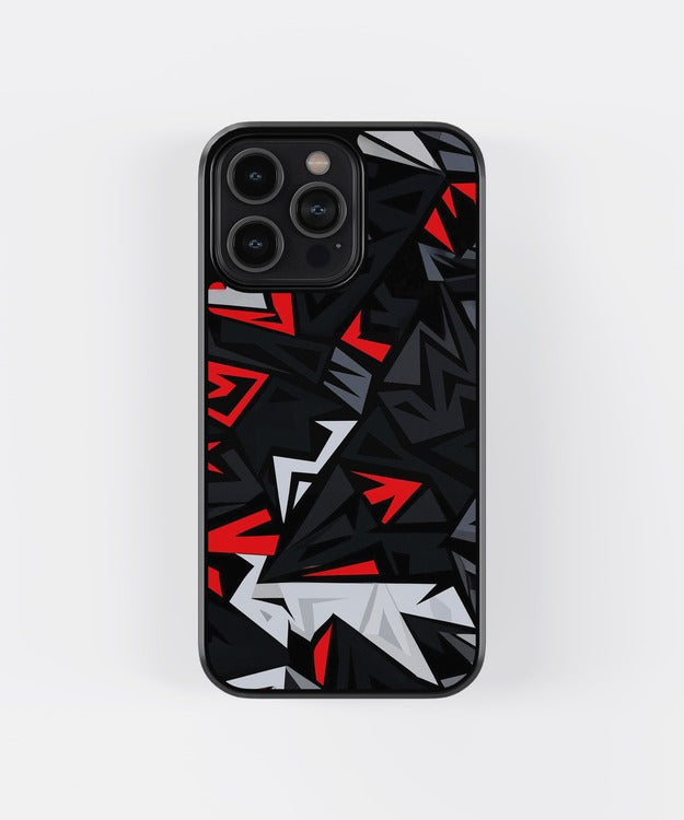 Abstract Black Red Glass Case