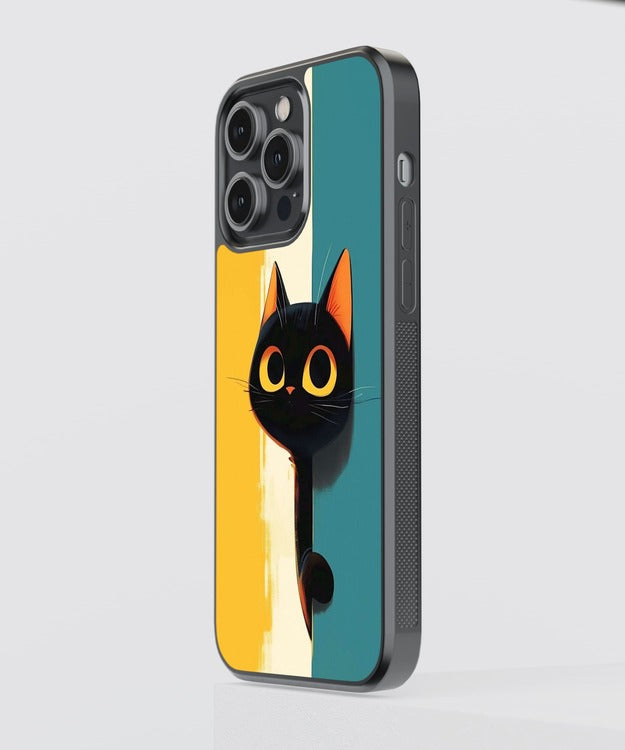 Black Cat Sneaking Glass Case