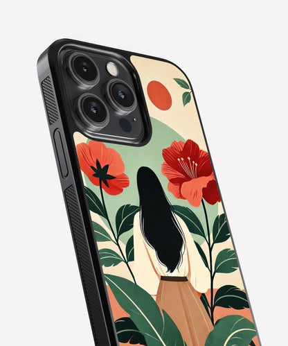 Abstract Girl Floral Glass Case