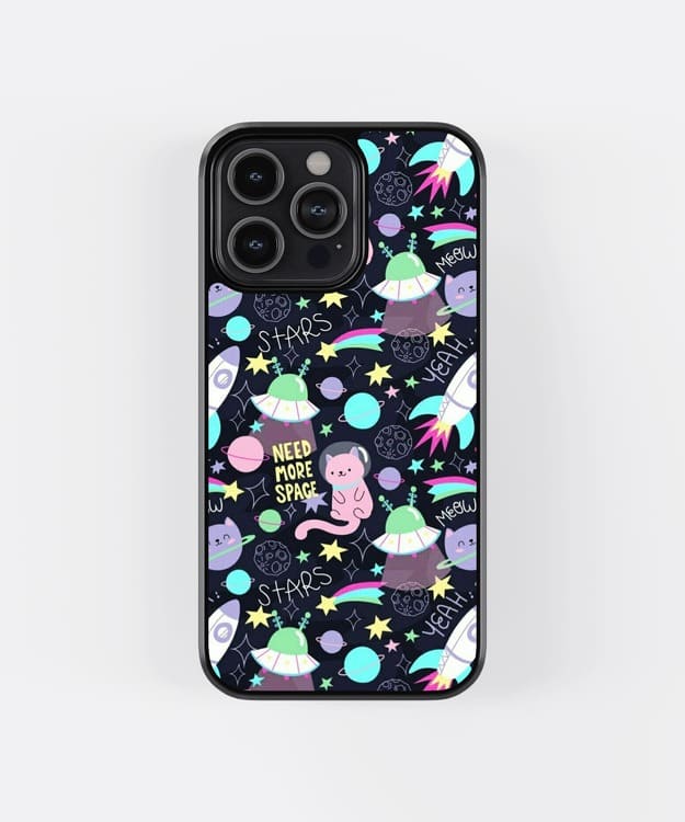 Need More Space Cat Glass Case