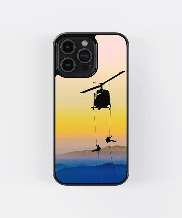 Helicopter Aesthetic Sky Glass Case