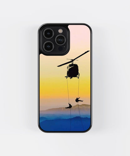 Helicopter Aesthetic Sky Glass Case