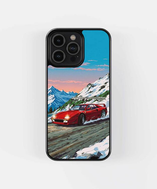 Red Ferrari Drift Art Glass Case