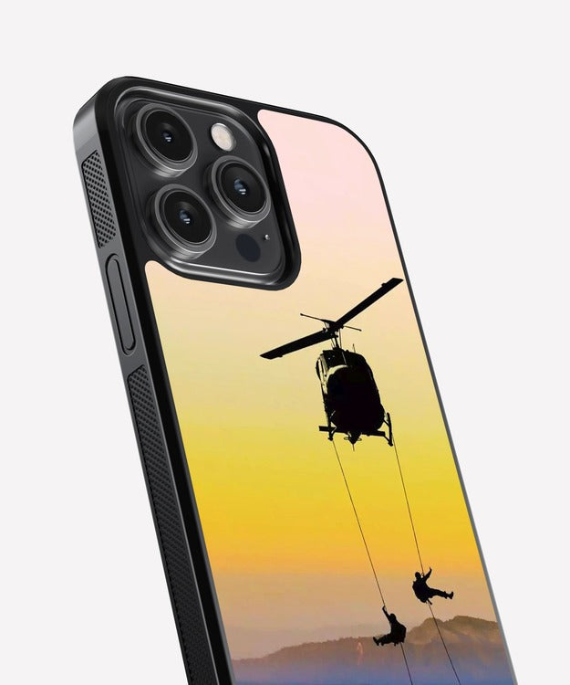 Helicopter Aesthetic Sky Glass Case