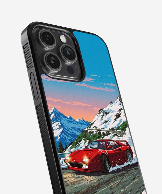 Red Ferrari Drift Art Glass Case