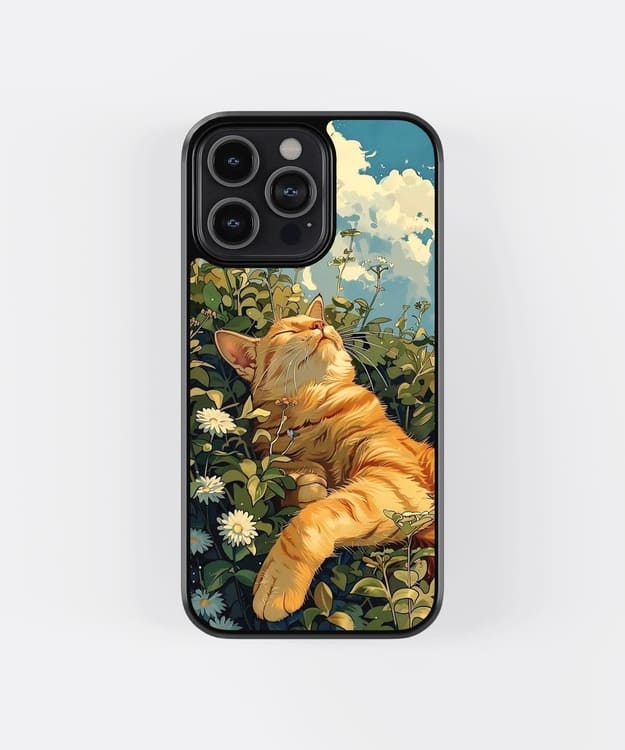 Golden Cat Sleeping Glass case