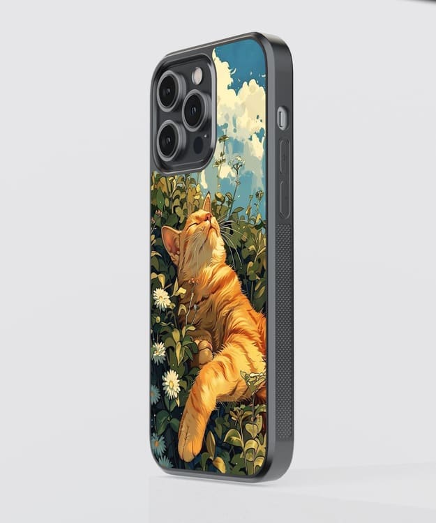 Golden Cat Sleeping Glass case