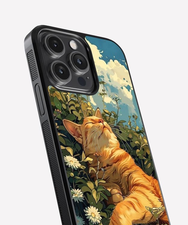 Golden Cat Sleeping Glass case