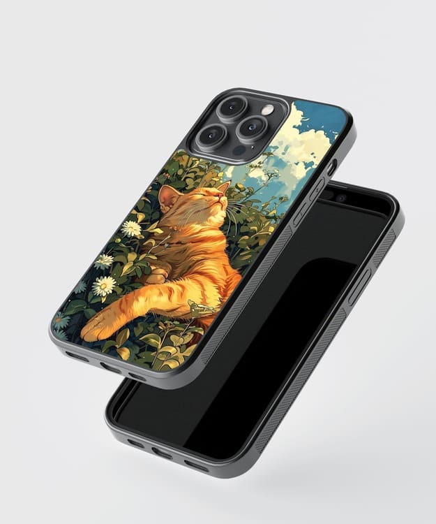 Golden Cat Sleeping Glass case
