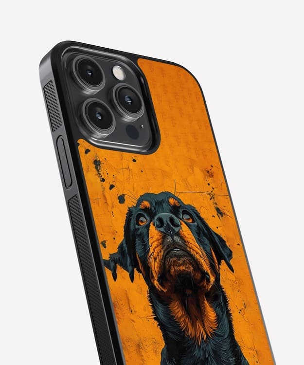 Rottweiler Dog Art Glass Case