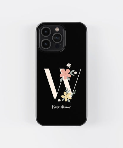 Custom Name Floral Aesthetics Glass Case