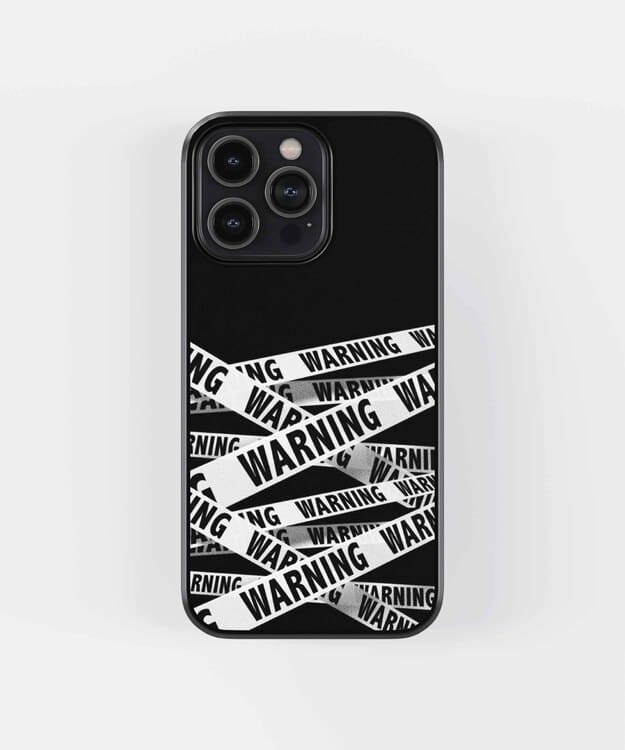 White Warning Stripes Glass Case