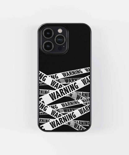 White Warning Stripes Glass Case