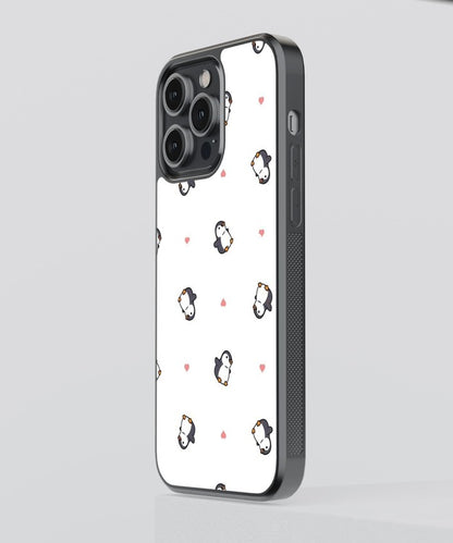 Penguin Hearts Glass Case