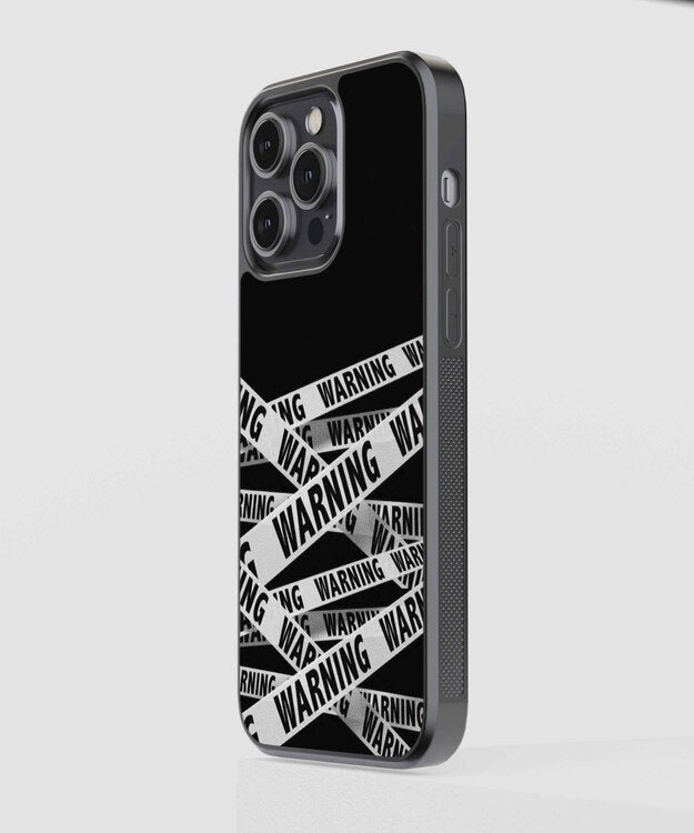 White Warning Stripes Glass Case