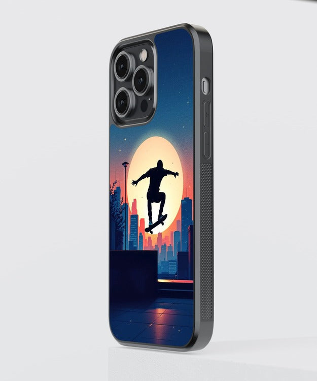 Skateboard Moon Glass Case