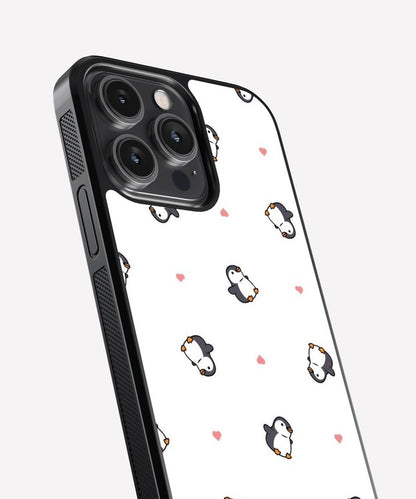 Penguin Hearts Glass Case