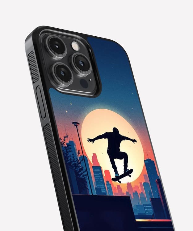 Skateboard Moon Glass Case