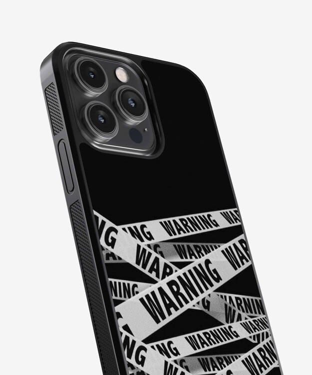 White Warning Stripes Glass Case